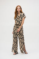 Joseph Ribkoff Beige/Black Abstract Print Wide Leg Pants Style 252178