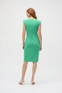 Joseph Ribkoff Garden Green Scuba Crepe Sheath Dress With Front Pleats Style 252191