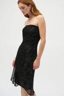Joseph Ribkoff Black/Silver Strapless Sheath Dress Style 252198