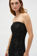 Joseph Ribkoff Black/Silver Strapless Sheath Dress Style 252198