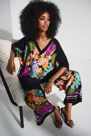 Joseph Ribkoff Black/Multi Floral Print Boxy Top Style 252218