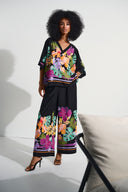 Joseph Ribkoff Black/Multi Floral Print Boxy Top Style 252218