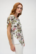 Joseph Ribkoff Vanilla/Multi Chiffon Conversational Print Poncho Top Style 252228