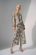 Joseph Ribkoff Beige/Multi Python Print Pull-On Culotte Pants Style 252239