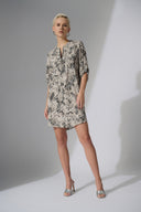 Joseph Ribkoff Beige/Multi Python Print Straight Dress Style 252240