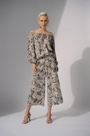 Joseph Ribkoff Beige/Multi Woven Gauze Python Print Flared Top Style 252241