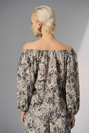 Joseph Ribkoff Beige/Multi Woven Gauze Python Print Flared Top Style 252241