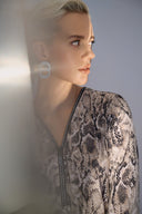 Joseph Ribkoff Beige/Multi Silky Knit Python Print Fit and Flare Tunic Style 252242