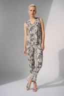 Joseph Ribkoff Beige/Multi Silky Knit Python Print Sleeveless Straight Top Style 252243.