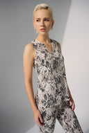 Joseph Ribkoff Beige/Multi Silky Knit Python Print Sleeveless Straight Top Style 252243