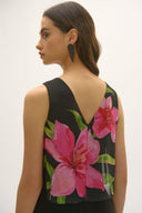 Joseph Ribkoff Black/Multi Floral Chiffon Wide Leg Jumpsuit Style 252704