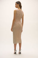 Joseph Ribkoff Quartz/Silver Foiled Plissé Novelty Knit Sheath Dress Style 252706