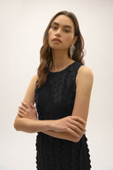 Joseph Ribkoff Scuba Knit Sheath Dress with Circle Fringes Style 252712