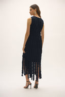 Joseph Ribkoff Scuba Knit Sheath Dress with Circle Fringes Style 252712