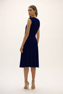 Joseph Ribkoff Royal Sapphire A-Line Dress with Rhinestone Ornament Style 252717