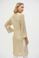 Joseph Ribkoff Gold Sweater Knit Open Stitch Cover-Up with Metal Fibres Style 252904