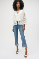 Joseph Ribkoff Vanilla Crochet Sweater Knit Cover-Up Style 252905