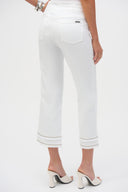 Joseph Ribkoff White Stretch Straight Crop Pull-On Jeans with Beading Style 252913