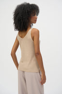 Joseph Ribkoff Champagne Metallic Knitted Camisole With Rhinestones Style 252915