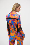 Joseph Ribkoff Multi Scuba Tropical Print Fitted Jacket Style 252919