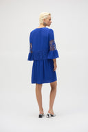 Joseph Ribkoff Royal Sapphire Gauze and Guipure Lace A-Line Dress Style 252922