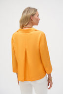 Joseph Ribkoff Apricot Linen Boxy Top with Shirt Collar Style 252933
