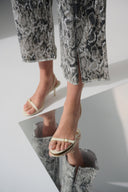 Joseph Ribkoff Beige/Multi Stretch Denim Python Print Culotte Pants Style 252938