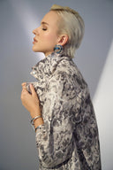 Joseph Ribkoff Beige/Multi Silky Knit Python Print Swing Jacket Style 252939