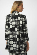 Joseph Ribkoff Black/Cream Plaid Print A-Line Jacket Style 253017