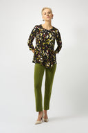 Joseph Ribkoff Black/Multi Animal Print Asymmetrical Tunic Style 253030