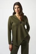 Joseph Ribkoff Khaki Scuba Jersey Trapeze Jacket Style 253040