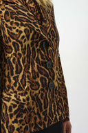 Joseph Ribkoff Black/Brown Silky Knit Animal Print Fitted Blazer Style 253051
