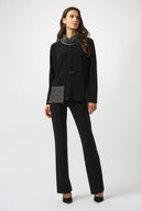 Joseph Ribkoff Black/Grey Silky Knit & Novelty Boxy Top Style 253052