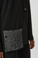Joseph Ribkoff Black/Grey Silky Knit & Novelty Boxy Top Style 253052