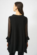 Joseph Ribkoff Black Silky Knit and Mesh Handkerchief Tunic Style 253057