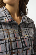 Joseph Ribkoff Grey/Multi Sweater Knit Plaid Print Boxy Top Style 253058