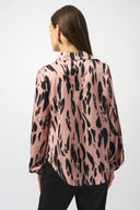 Joseph Ribkoff Pink/Black Satin Animal Print Draped Top Style 253059