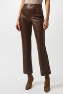 Joseph Ribkoff Brown Leatherette Wide-Leg Pull-On Pants Style 253060.