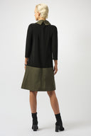 Joseph Ribkoff Black/Avocado Silky Knit & Memory Colour Block Dress Style 253067