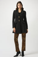 Joseph Ribkoff Black Scuba Crepe Fit and Flare Coat Style 253068