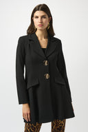 Joseph Ribkoff Black Scuba Crepe Fit and Flare Coat Style 253068.