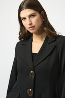 Joseph Ribkoff Black Scuba Crepe Fit and Flare Coat Style 253068
