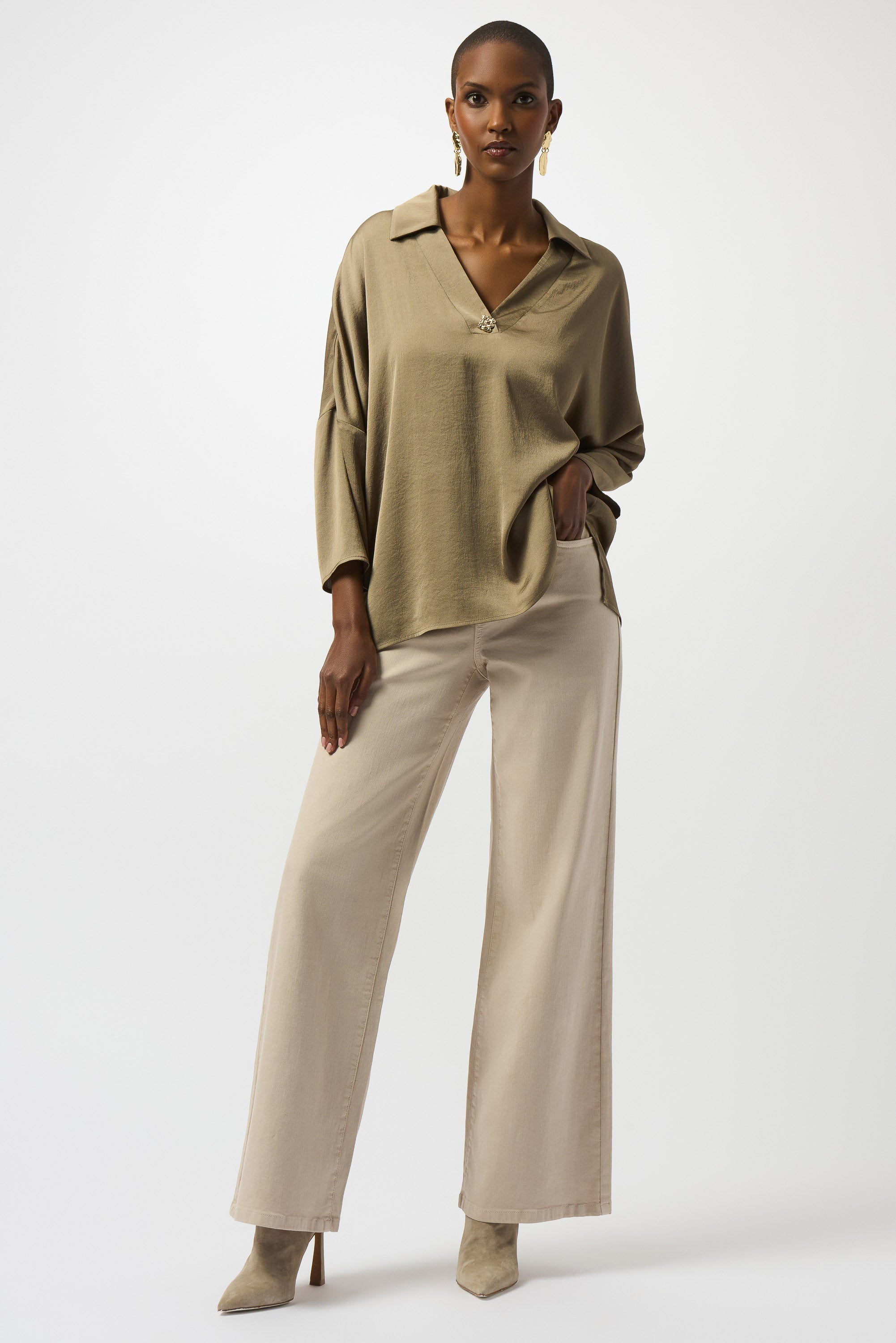Joseph Ribkoff Java Hammered Satin Boxy Top Style 253076 – Luxetire