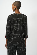 Joseph Ribkoff Black/Off-White Abstract Print Boxy Top Style 253079