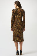 Joseph Ribkoff Black/Brown Silky Knit Animal Print Wrap Dress Style 253091