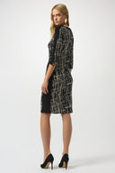 Joseph Ribkoff Black/Moonstone Abstract Print Sheath Dress Style 253093