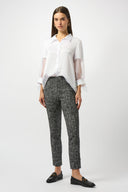 Joseph Ribkoff Black/Off White Abstract Jacquard Straight Pull-On Pants Style 253099