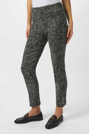 Joseph Ribkoff Black/Off White Abstract Jacquard Straight Pull-On Pants Style 253099.