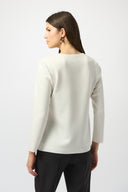 Joseph Ribkoff Off-White Scuba Jersey Straight Top Style 253116