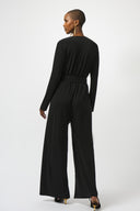Joseph Ribkoff Black Moss Crepe Wide-Leg Jumpsuit Style 253119
